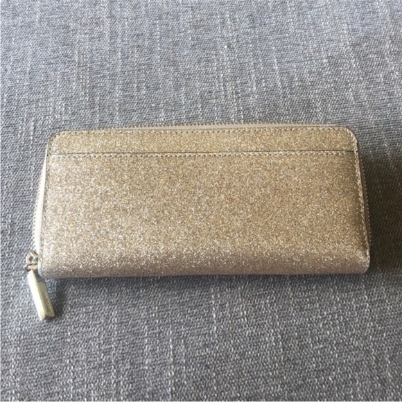 Kate Spade Full Size Gold Glitter Zippered Wallet. - Picture 7 of 12
